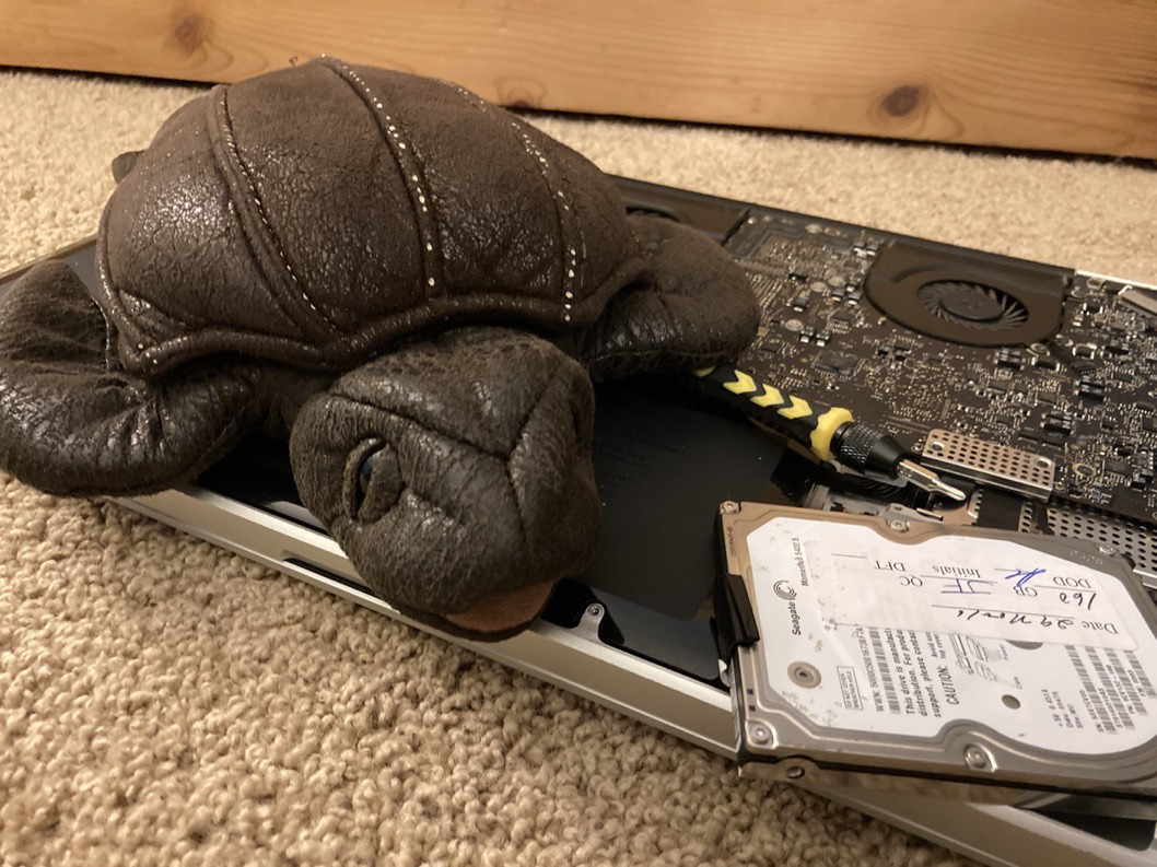 chocolate crinkle performing repairs on her 17-inch macbook pro 2010